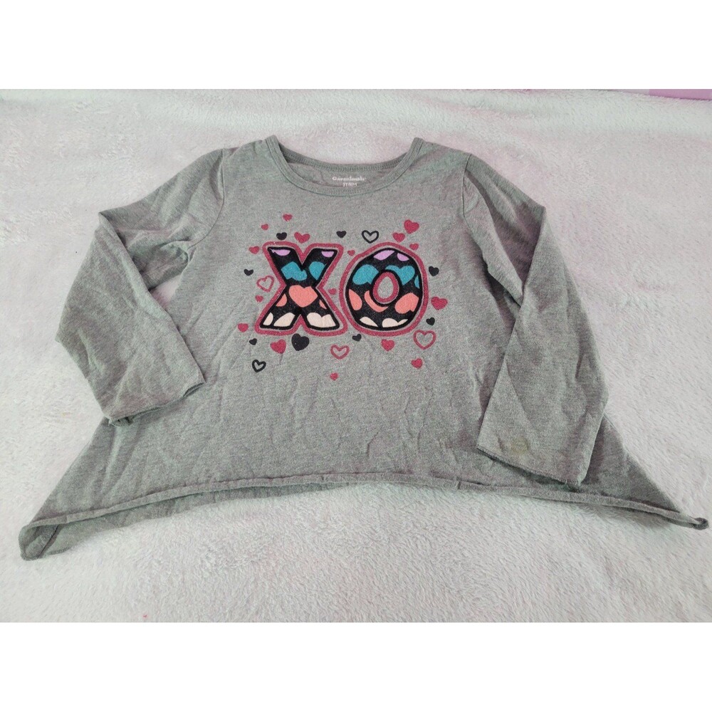 Garanimals 3T Girl Toddler Gray XO Red Black Heart Long Sleeve Shirt